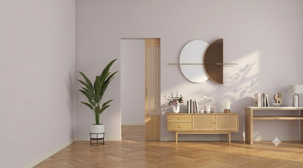 Modern minimalist interior featuring bespoke pocket doors that blend seamlessly into the wall for a custom-designed living space. 